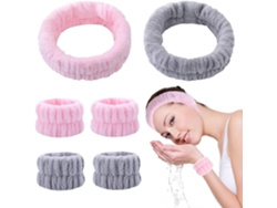 Vendas Faciales Elásticas Rosas/grises, Para Spa/maquillaje/baño.