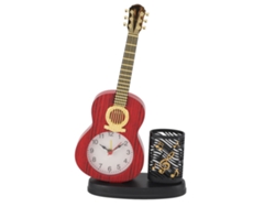 Reloj despertador multifuncional con forma de guitarra para escritorio.