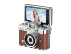 Câmera Infantil Czhhmart Retrô. Tela Basculante.inclui Cartão Tf De 32 Gb (marrom)