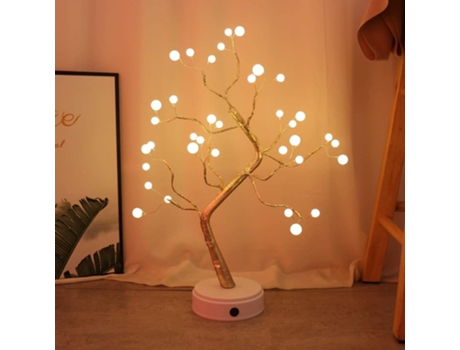 Adorno de Navidad ZMDECQNA Led Usb Lámpara Alambre Árbol Fuego Luz Noche Hogar Cobre Marrón