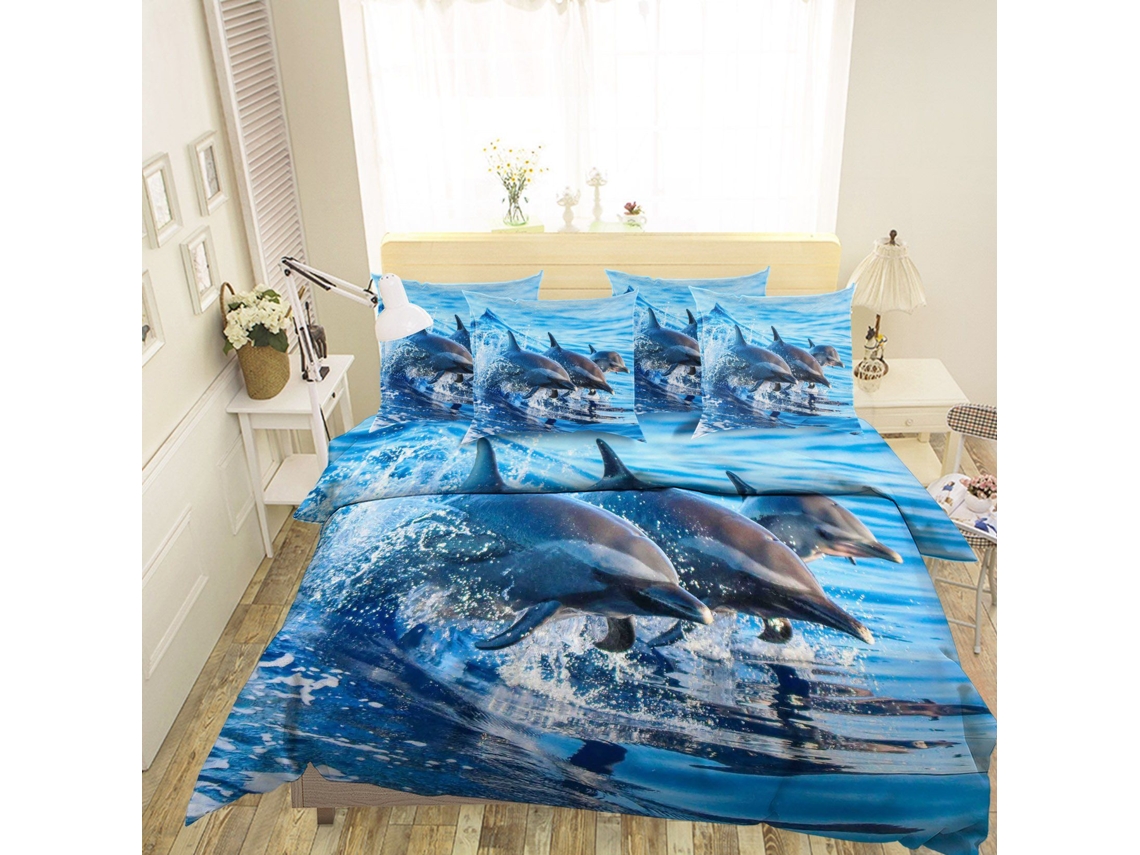 Funda de Edredón AJ WALLPAPER 3D delfines marinos 44 (225 x 260cm)