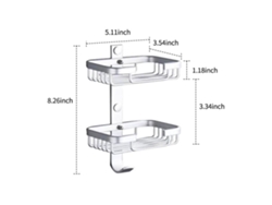 Jabonera De Aluminio De 2 Niveles Para Montaje En Pared, Organizador De Baño Estilo Espacial Con Ganchos Y Orificios De Drenaje.