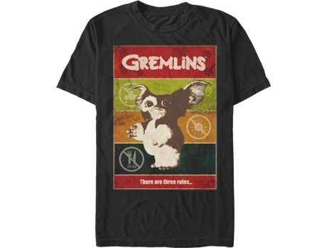 Camiseta Unisexo DEEPSTONE There Are Three Rules Gremlins Negro (XXL)