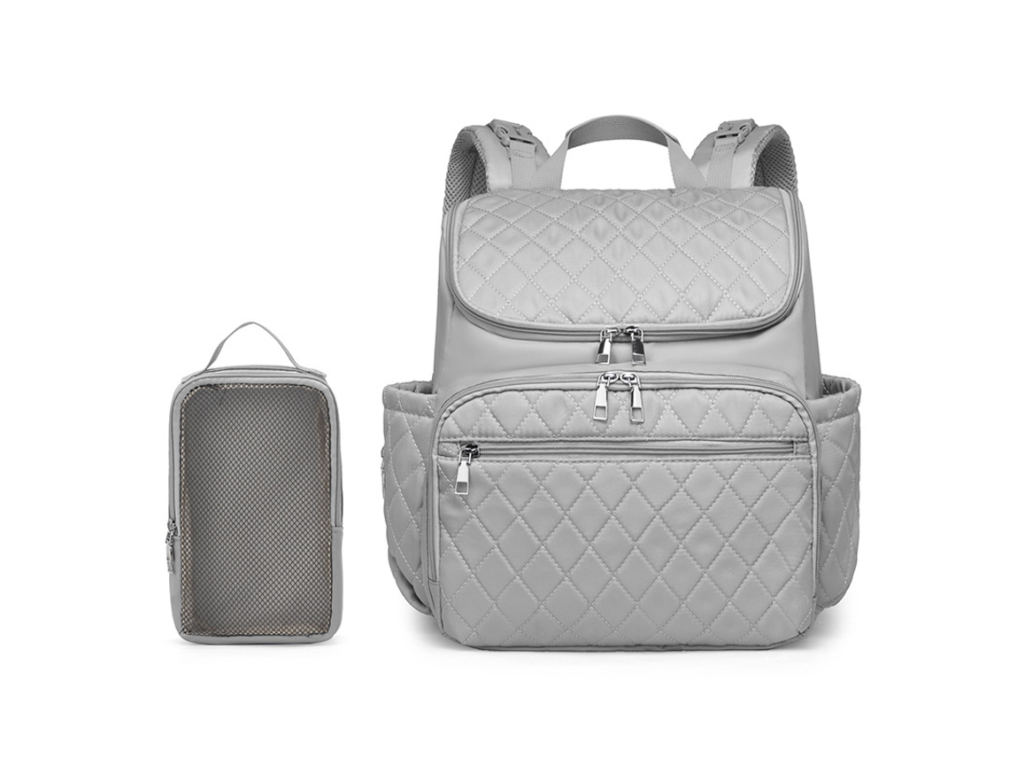 Bolsa de pañales portátil multifuncional con asas para cochecito. Gris Hexinyigjly
