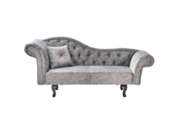 Chaise Longue À Esquerda Beliani Lattes De Veludo Cinzento 192x59x81