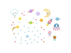 Omni-stickers De Pared Con Diseño De Planetas Nave Espacial Animales Luna Y Estrellas Para Dormitorio Sala De Juegos Oficina
