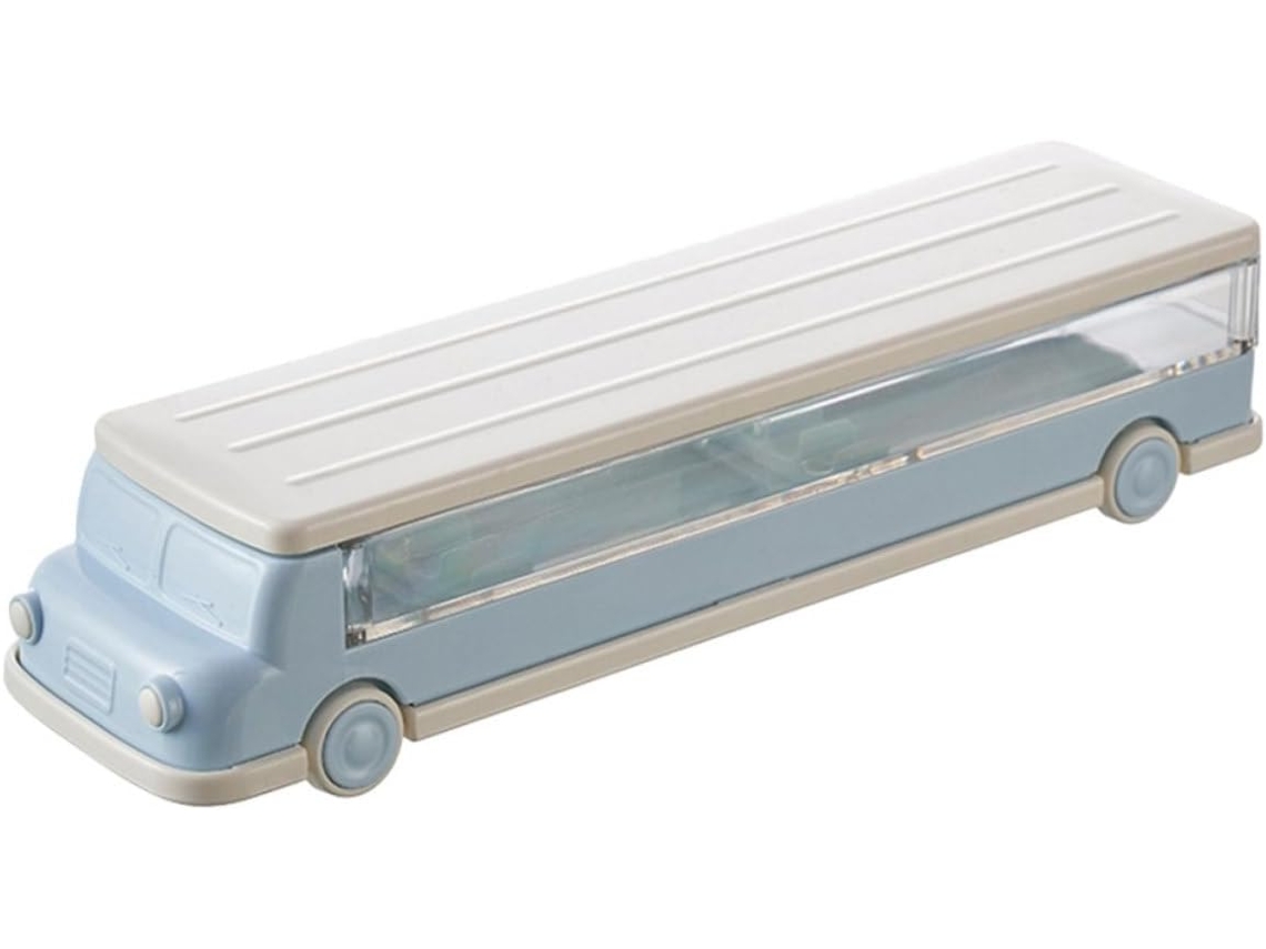 Estojo Duplo De Plástico Nuobesty Com Design De Ônibus Escolar, Grande Capacidade Para Materiais Escolares.