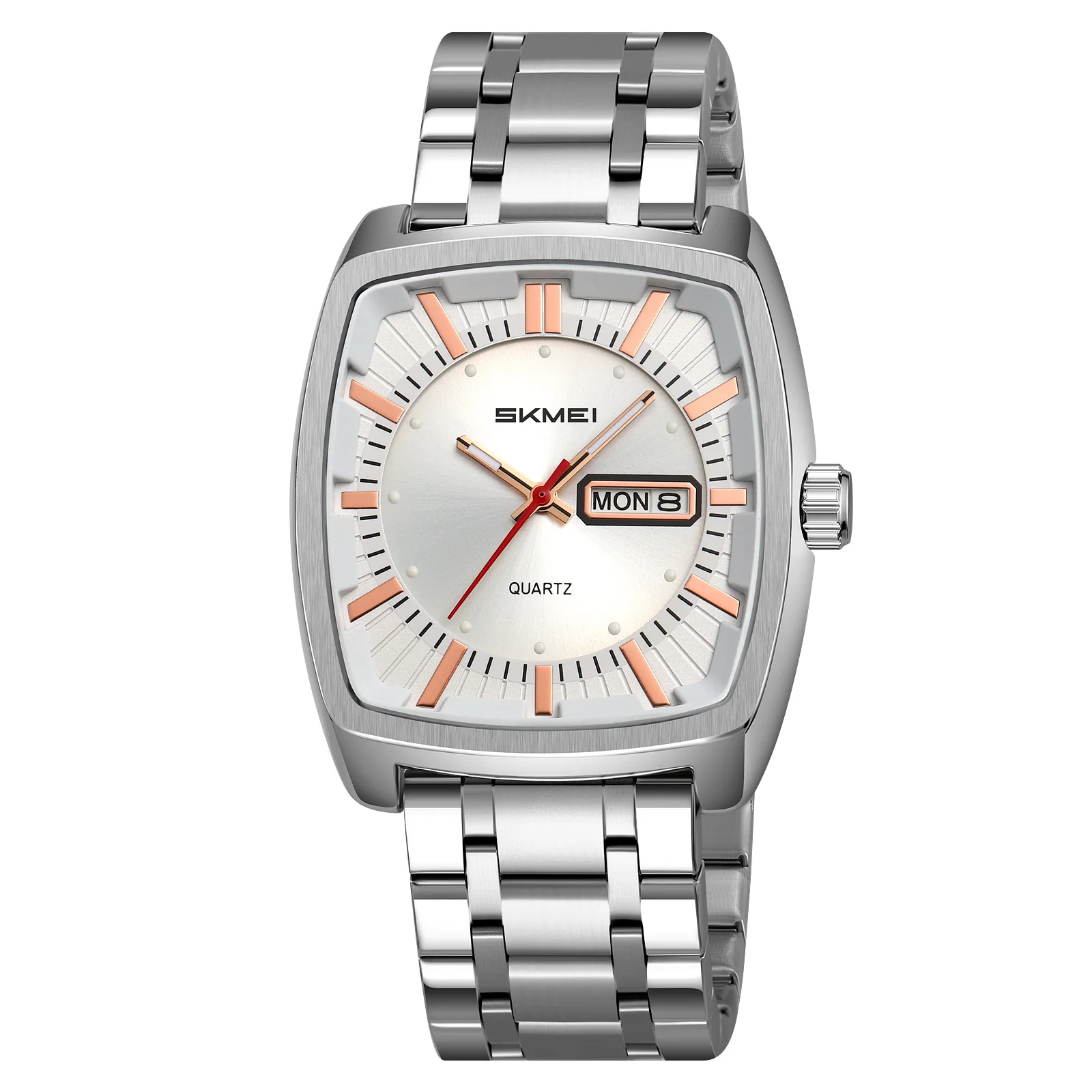 Reloj De Pulsera Para Hombre (plateado) Con Movimiento Redondo, Resistente Al Agua, Con Indicador De Fecha Y Día.