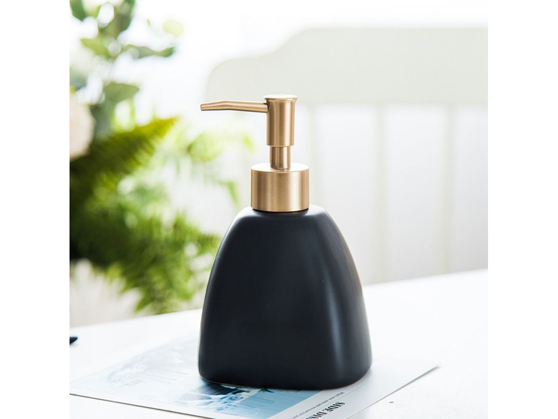 2026-dispensador De Jabón Cerámica Triangular Negro 430ml Reposición Reiterada Para Lotion Gel De Ducha Shampoo