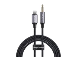Cabo Áudio 1m Lightning M Para Jack 3.5mm M Nylon Trançado Unico Ad1274 Preto