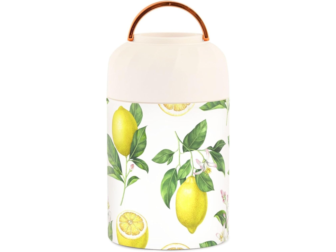 Termo amarillo limón con cuchara, 500 ml, acero inoxidable