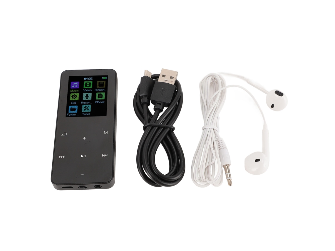 Reprodutor Mp3 Portátil 8gb Tela Hd 2 Polegadas Hifi Lossless Rádio Fm Bt Gravador De Voz Preto