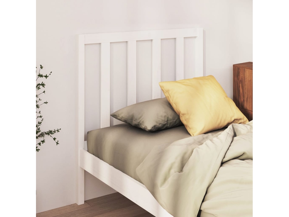 Cabecero De Cama Madera Maciza De Pino Blanco 81x4x100 Cm