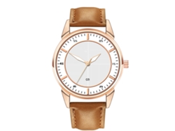 Reloj Analógico Para Hombre Con Correa De Piel Sintética, Movimiento De Cuarzo, Resistente Al Agua (marrón Claro, Pantalla Negra).