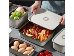 Recipiente para alimentos de acero inoxidable 304 con tapa.