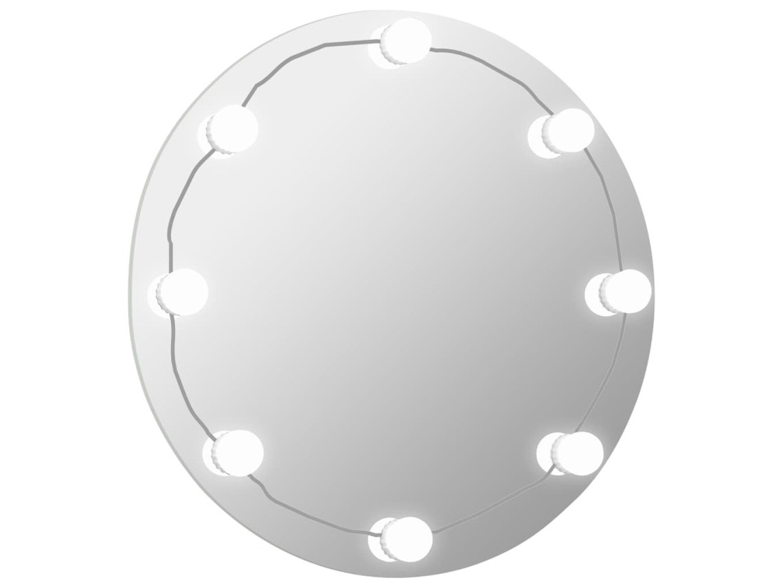 Espejo de Pared con Luces Led Redondas de Vidrio