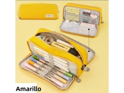Estuche Grande Y Bonito (amarillo), Accesorio Coreano Para La Vuelta Al Cole, Material De Tela.