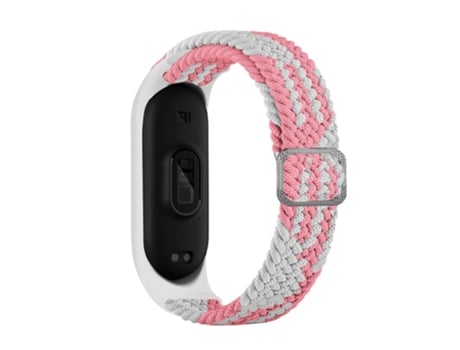 Correa de nailon lazo elástico ajustable elásticos trenzados para Xiaomi Mi Band 5/Band 6/Band 7 - rosa/blanco