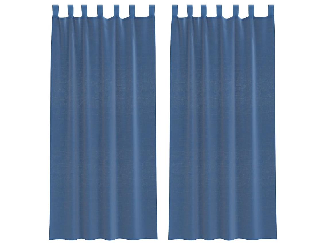 Maison Exclusive - Cortinas De Voile Con Trabillas, 2 Unidades, Azul Marino, 140x225 Cm