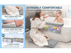Tapete de genuflexión con 4 bolsillos, color gris para baño