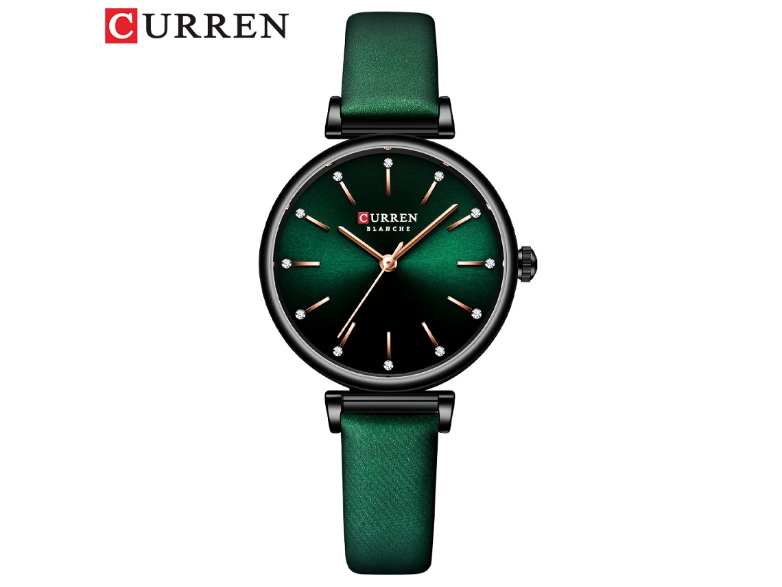 Relógio Feminino Pequeno E Moderno Com Pulseira De Couro Retrô (verde), Ultrafino E À Prova D'água.