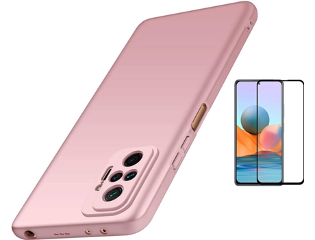 Kit Carcasa y Protector Xiaomi Redmi Note 10 Pro Full Cover Turtleshell Rosa