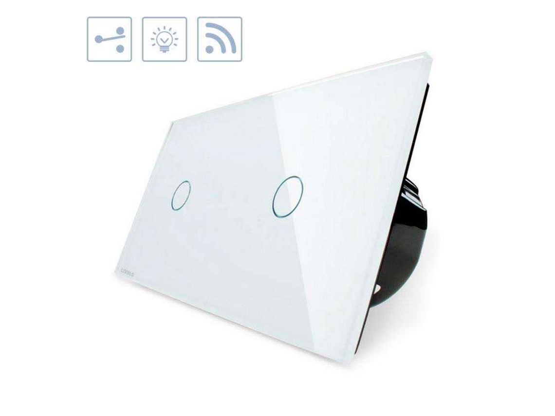 Conmutador Táctil + Remoto, 2 Botones, Frontal Blanco