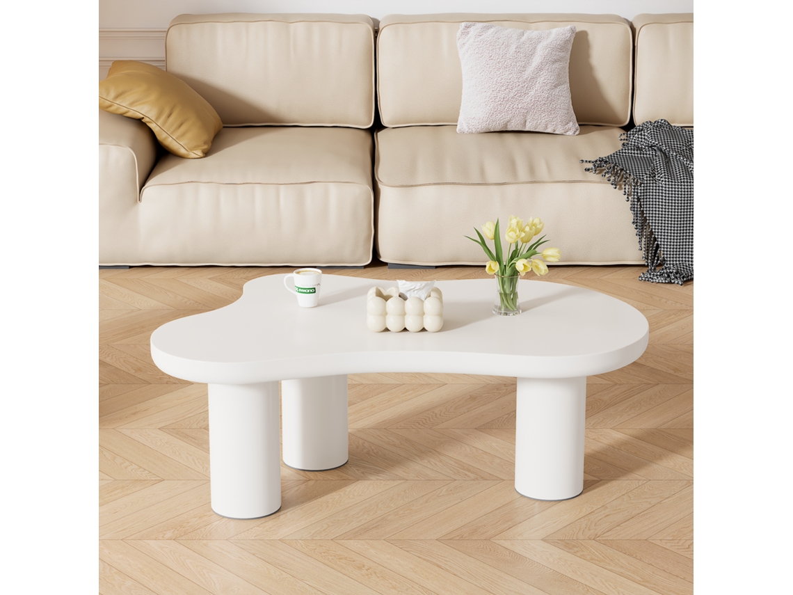 Mesa de centro irregular en forma de nube de MDF y PVC QINGYU TECH (107x66x40,5 cm)