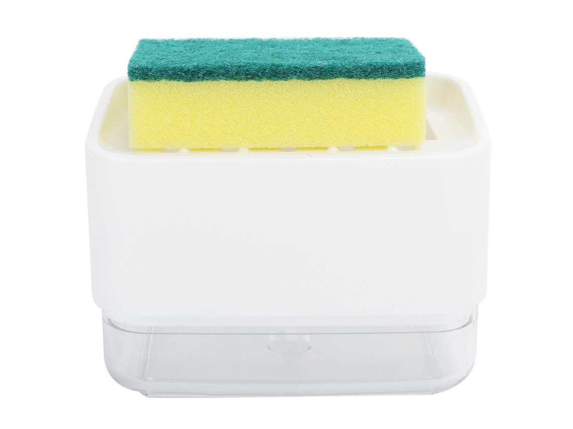 Dispensador de jabón de cocina con soporte para esponja 2 en 1, bomba de jabón líquido mejorada, dispensador de jabón para platos con soporte para esponja