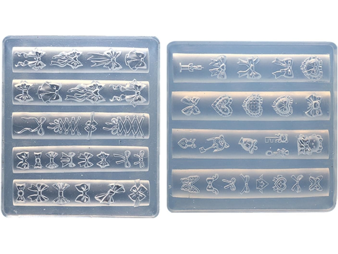 Juego De 2 Moldes De Silicona Para Decoración De Uñas En 3d, Diseño De Lazos. Para Esteticistas Y Aprendices.