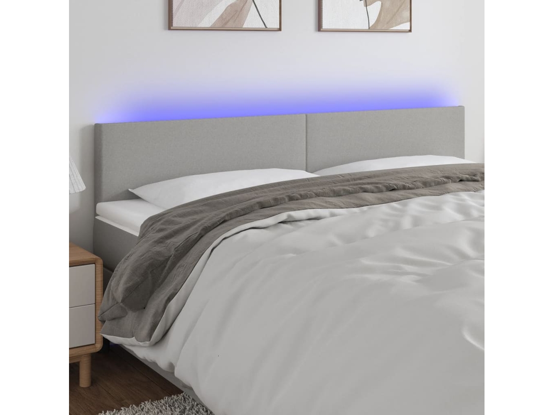 Cabecero con LED de tela gris claro 180x5x78/88 cm