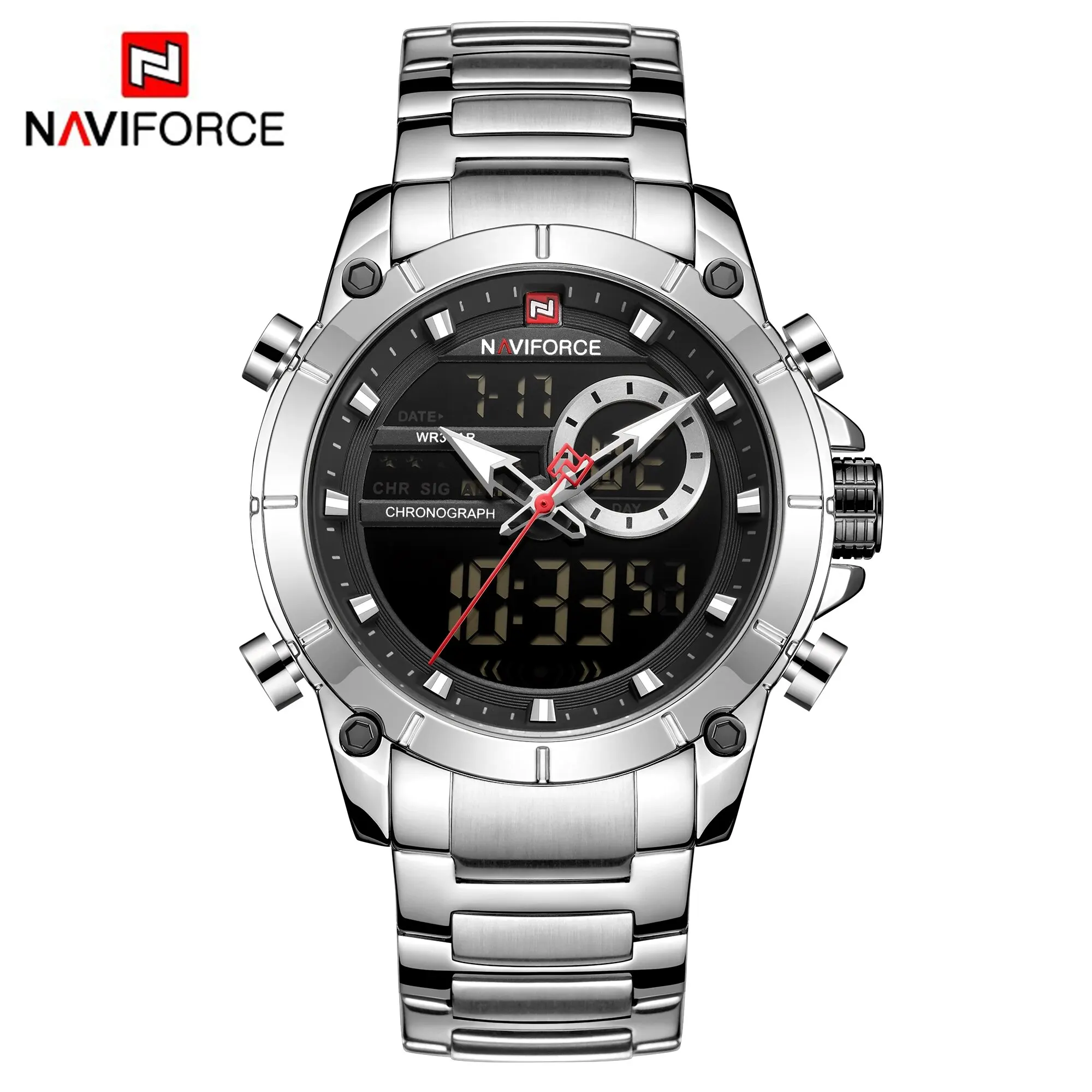 Reloj Deportivo De Lujo Original De Alta Gama Para Hombre, De Cuarzo, Acero Inoxidable, Resistente Al Agua Y Con Doble Pantalla.