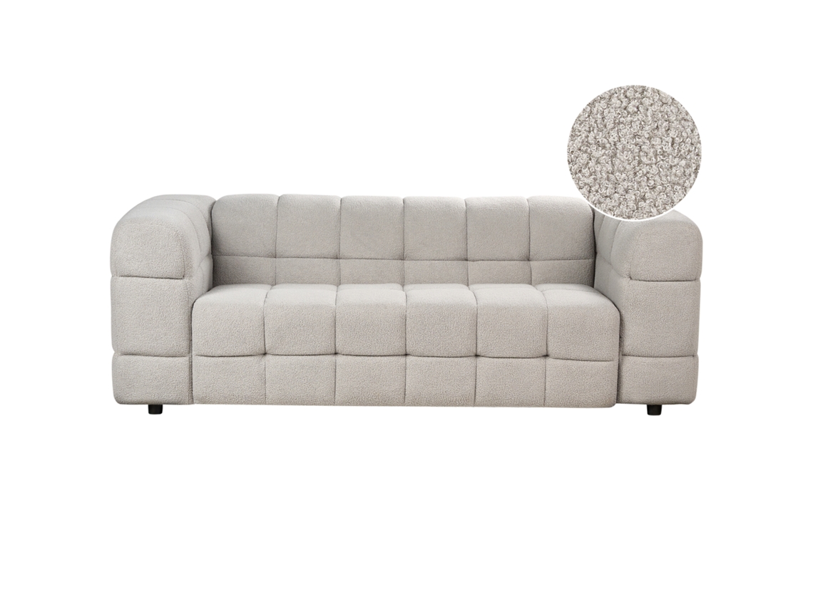 Sofá de 3 plazas BELIANI Mullola de Bouclé Gris 227x103x77