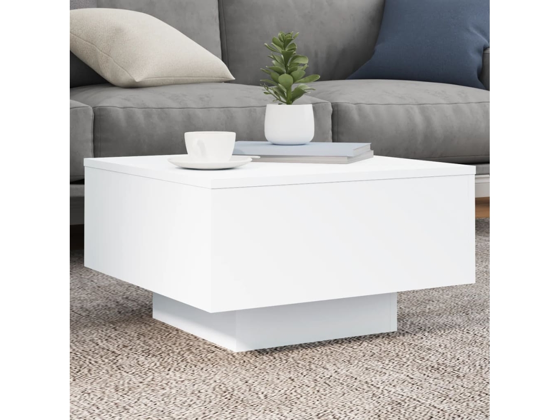 Mesa de centro de 55x55x31 cm, fabricada en madera sintética blanca HARLANV1