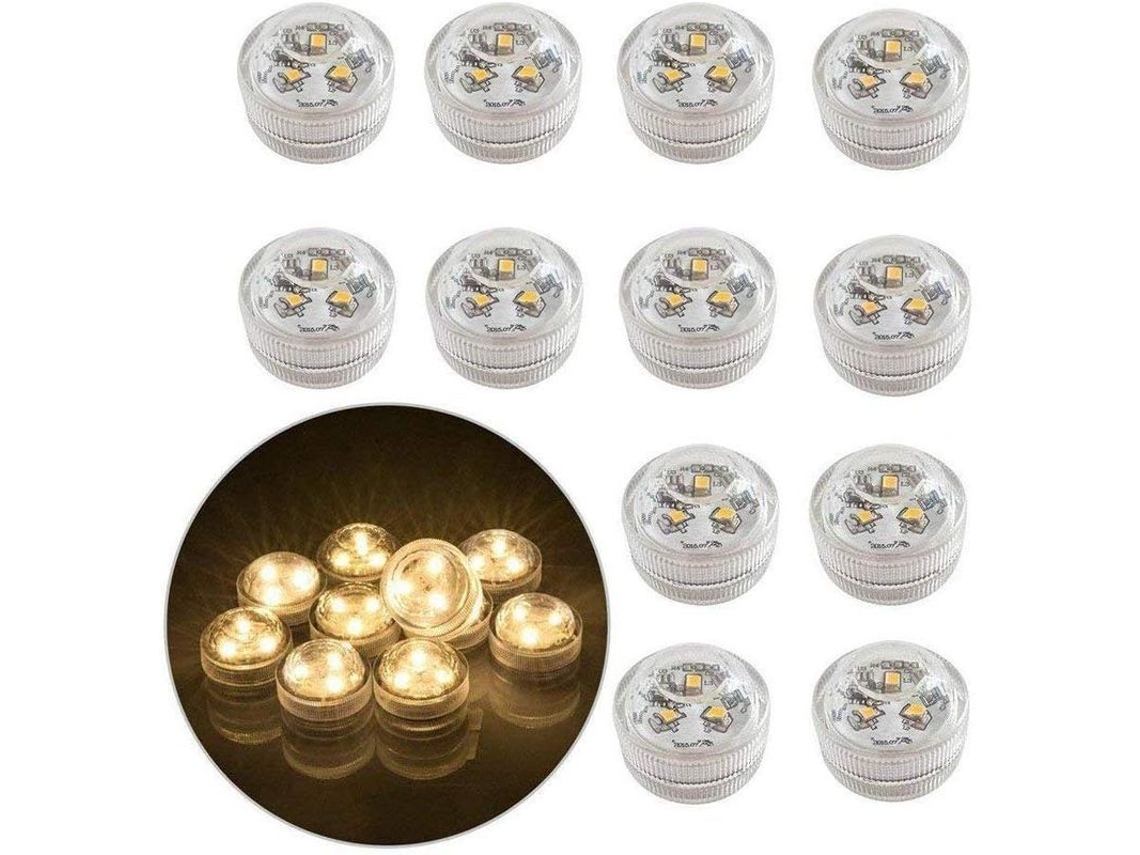 2026-12 Velas Led Sumergibles Sin Llama, Luz Decorativa Submarina Operada Por Baterías (blanco Cálido)