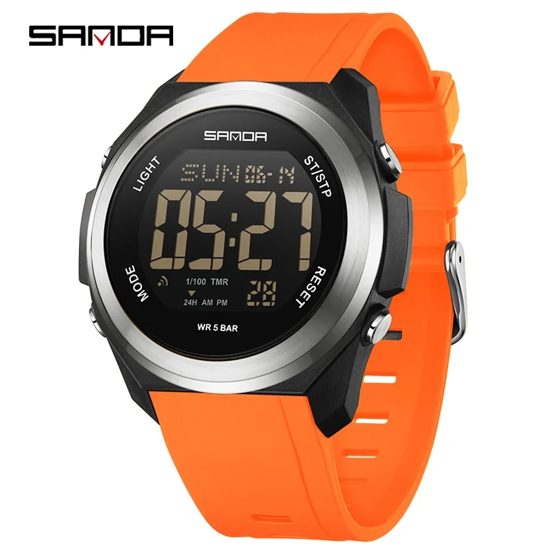 Reloj Digital Para Hombre (naranja), Reloj Deportivo Luminoso Y Colorido, Resistente Al Agua.