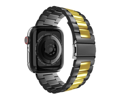 Correa Acero para Apple Watch Series 3 42mm Negro y Dorado