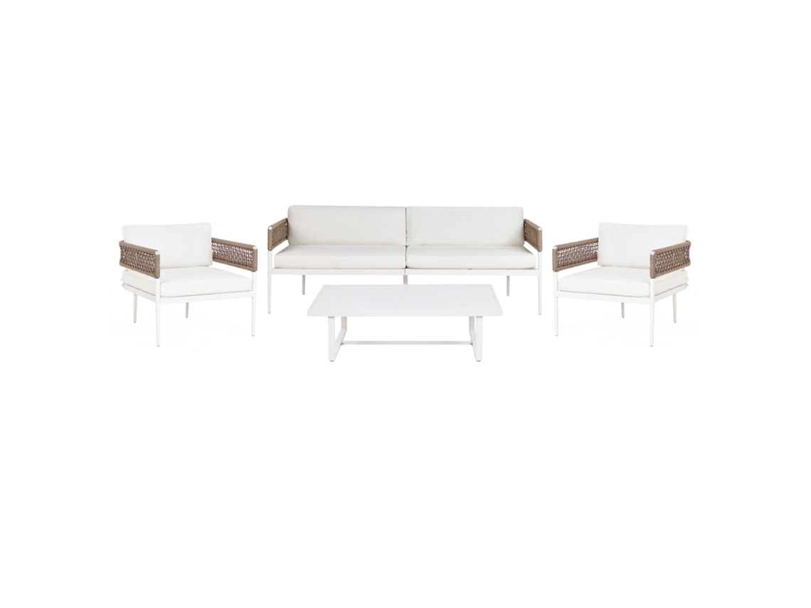 Conjunto de Exterior con Cojines Blancos BELIANI Serla de Aluminio Blanco 200X76X64