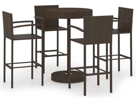 Conjunto 5 Conjunto de bar para jardín VIDAXL ratán sintético marrón