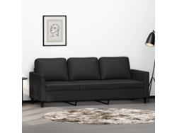 Sofá De 3 Plazas | Sofá De Salón | Sofá De Descanso De Cuero Sintético Negro 180 Cm Wsd192013