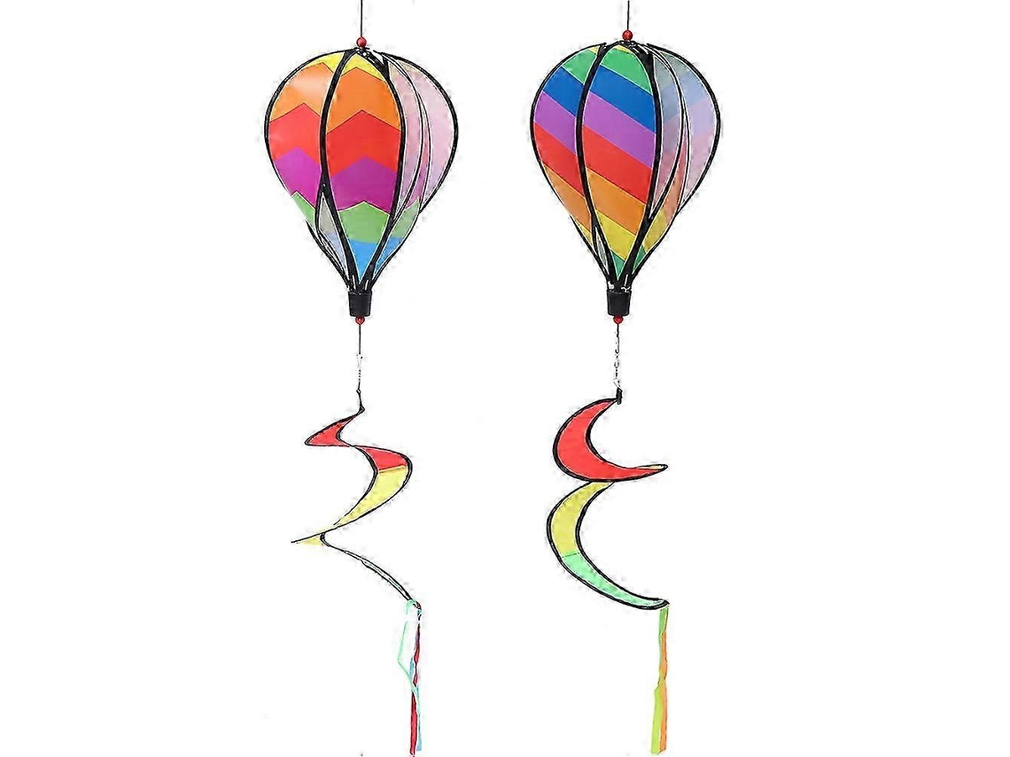2 adornos colgantes de globos aerostáticos arcoíris para exteriores, 120 x 27 cm
