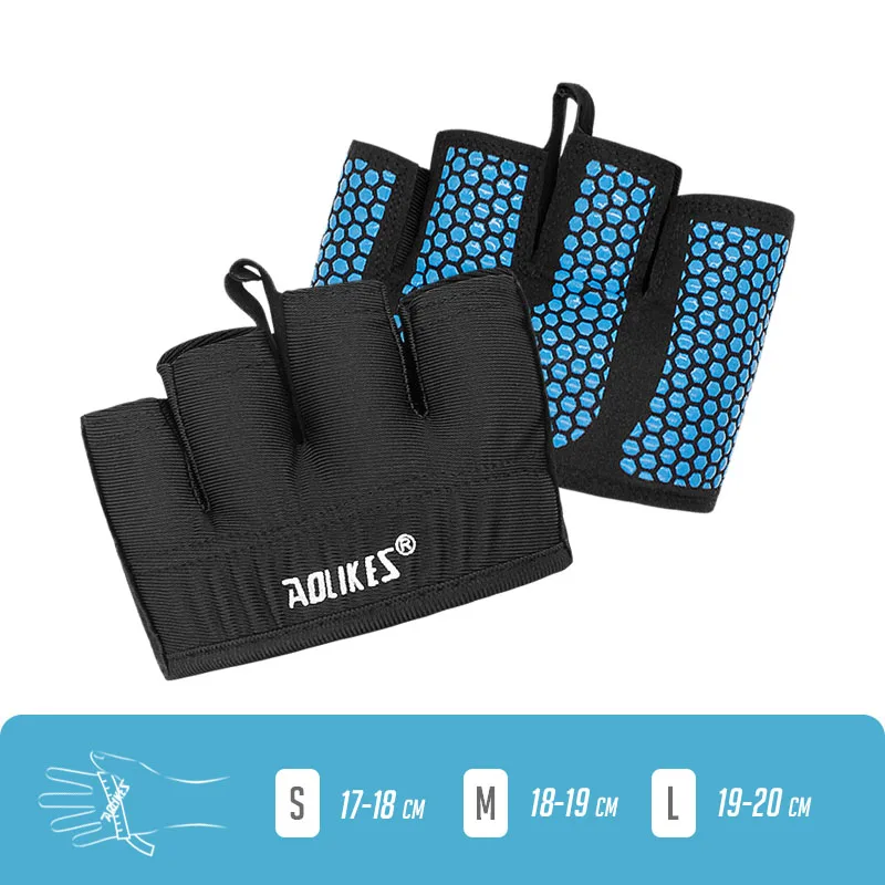 Guantes unisex de medio dedo (azul, talla M), ideales para levantamiento de pesas y culturismo.