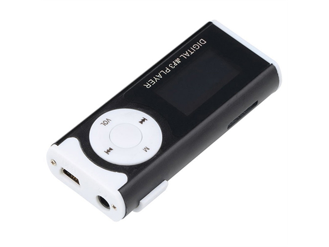 Mini reproductor de música MP3 portátil Reproductor de MP3 de metal con pantalla LCD Luz LED Soporte Tarjeta de memoria TF Formato de audio MP3/WMA Negro negro