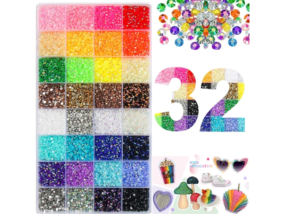 Kit De Decoración Con Diamantes De Imitación Y Herramientas, Ideal Para Decorar Ropa Y Uñas (32 Cuadrículas). Czhhmart