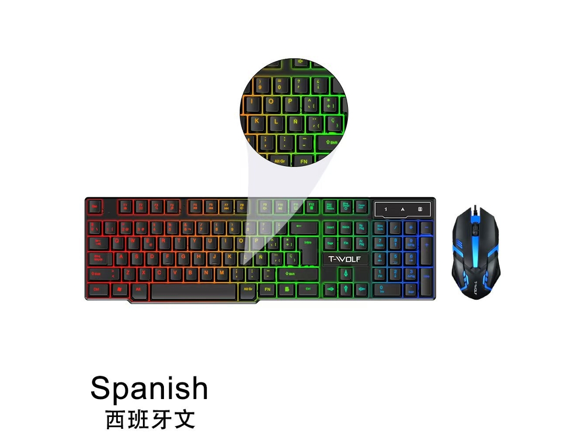 Kit de teclado y ratón con cable Yuysan Tf200 luminoso en español