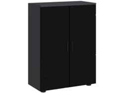 Armario Baño 2 Puertas 3 Estantes Cierre Suave 60x30x82 Negro