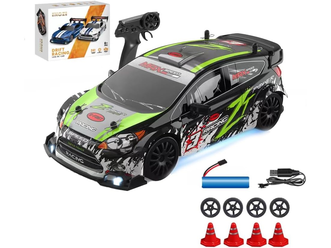 Coche De Carreras Rc 4wd A Escala 1/24, Control Remoto De Alta Velocidad De 2.4ghz Con Luz Led (verde/8605) Gertiz