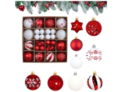 44 Bolas De Navidad Plásticas Rompibles Decoración De Árbol Hogar Fiesta Rojo Blanco Verde