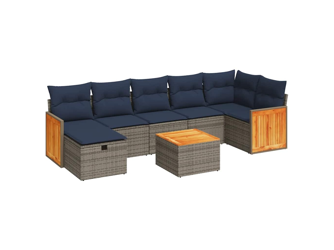 Maison Exclusive - Set De Sofás De Jardín Y Cojines 8 Piezas Ratán Sintético Gris