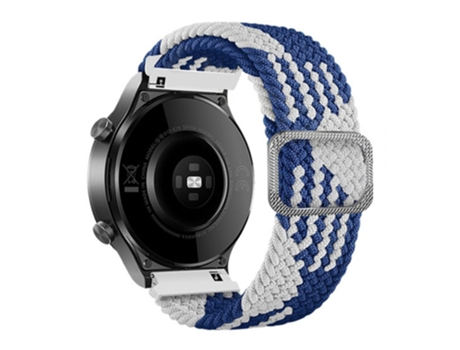 Correa de nailon 20mm para Samsung Galaxy Watch3 41mm/Garmin Forerunner 645/Huawei Watch GT 2 42mm - azul/blanco